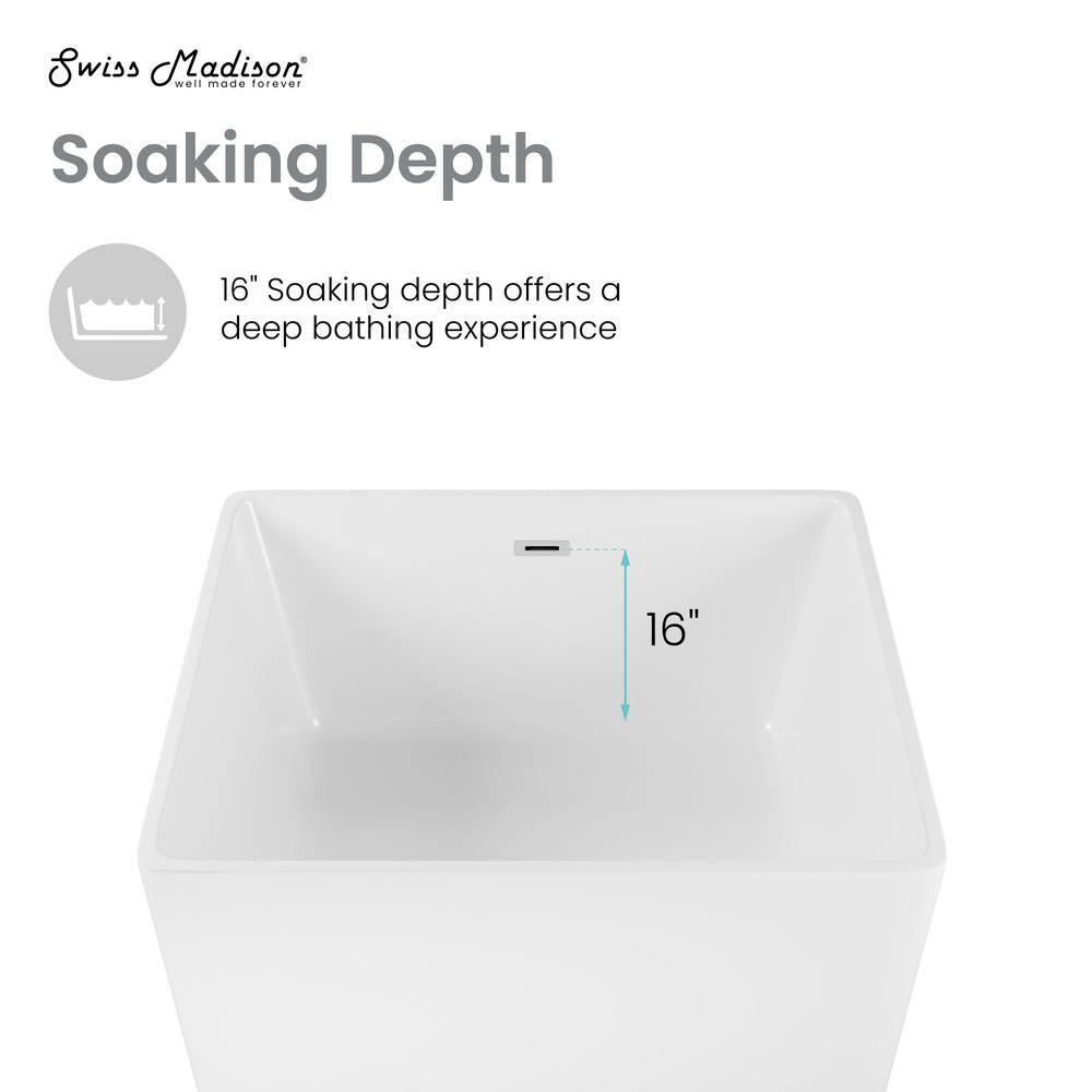 Voltaire 47" White Acrylic Square Freestanding Bathtub