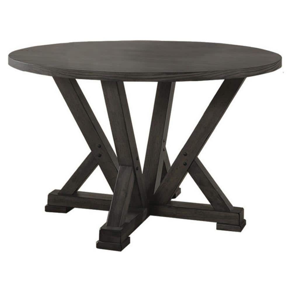 Best Master Furniture Anna 42 in. Antique Light Grey Wood Round Dining