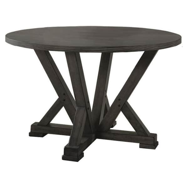 Best Master Furniture Anna 42 in. Antique Light Grey Wood Round Dining Table