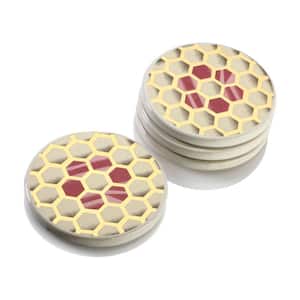 Ceramic Round 4-Pieces Pink and Gold Coasters