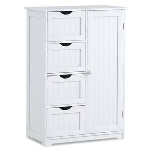 Bathroom Floor Cabinet Storage Organizer Cupboard with 4-Drawers Adjustable Shelf