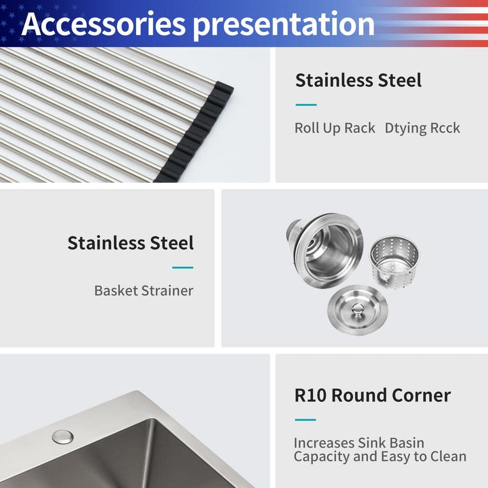 33'' Stainless Steel Farmhouse Apron Single Bowl Kitchen Sink