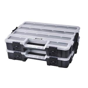 17-Compartment Black Interlocking Small Parts Organizer (2-Pack)