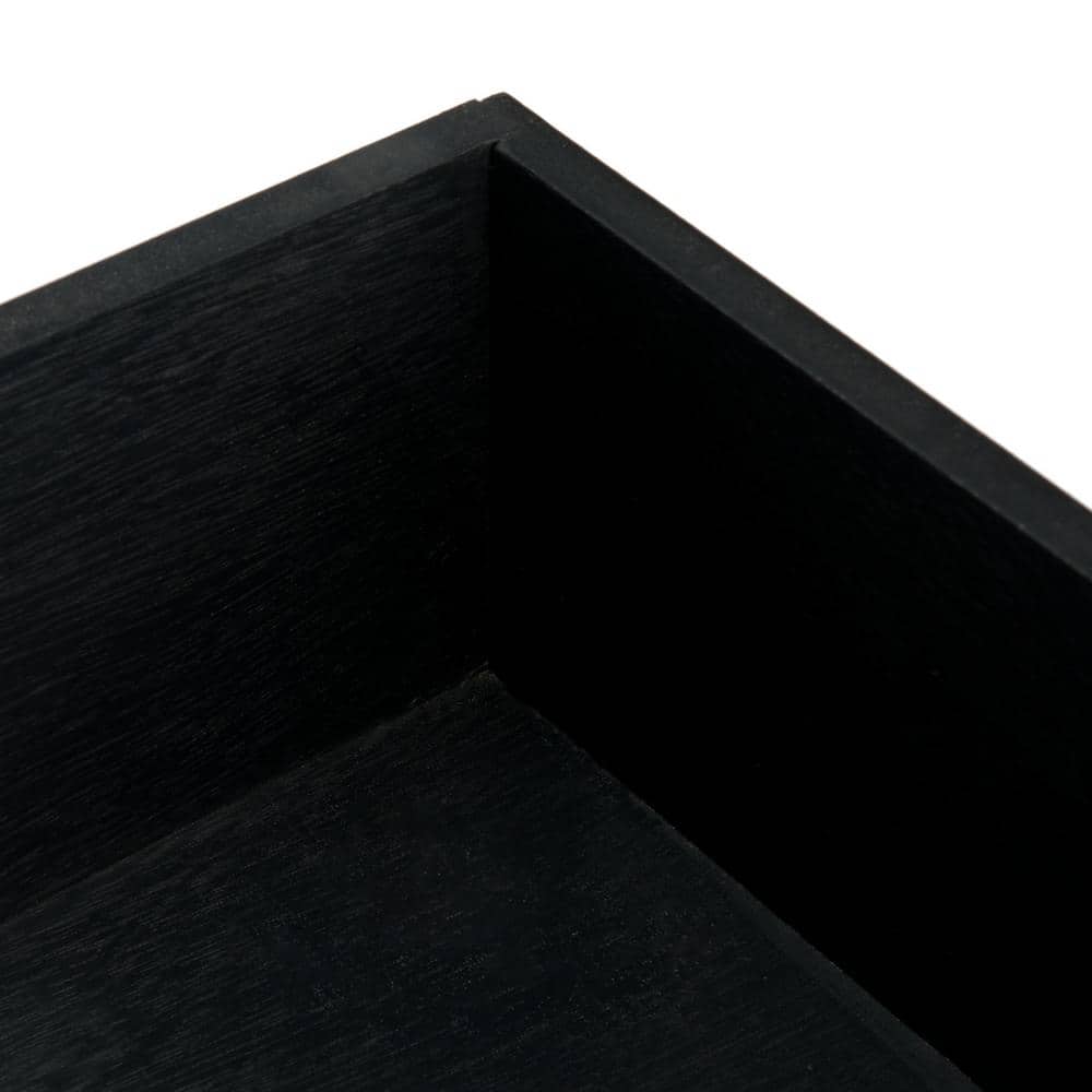 Whitney Black Wood Rectangular Accent Table with Storage