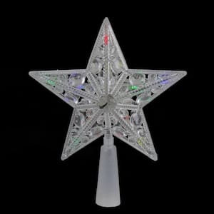 6 in. Clear Crystal Jeweled Star LED Christmas Tree Topper in Multi-Lights