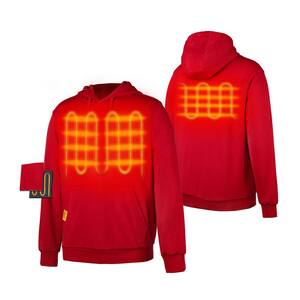 Unisex Large Red 7.2-Volt Lithium-Ion Heated Pullover Hoodie Hooded Sweatshirt with (1) 5.2 Ah Battery and Charger
