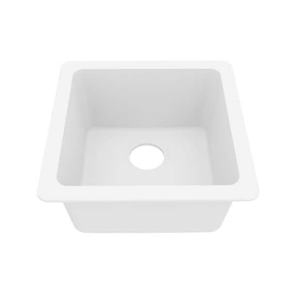 White Quartz/Granite 17 in. Undermount Bar Sink