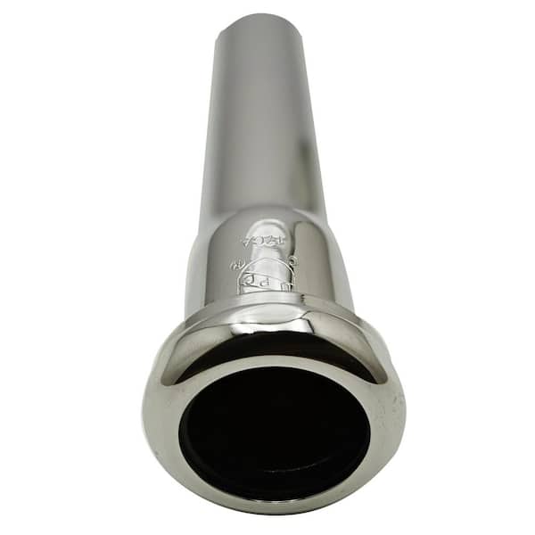 PLUMBFLEX 1-1/4 in. x 8 in. Brass Slip Joint Extension Tube for Tubular Drain Applications, 22GA, Chrome Plated