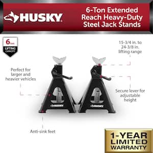 6-Ton Extended Reach Heavy-Duty Steel Car Jack Stands