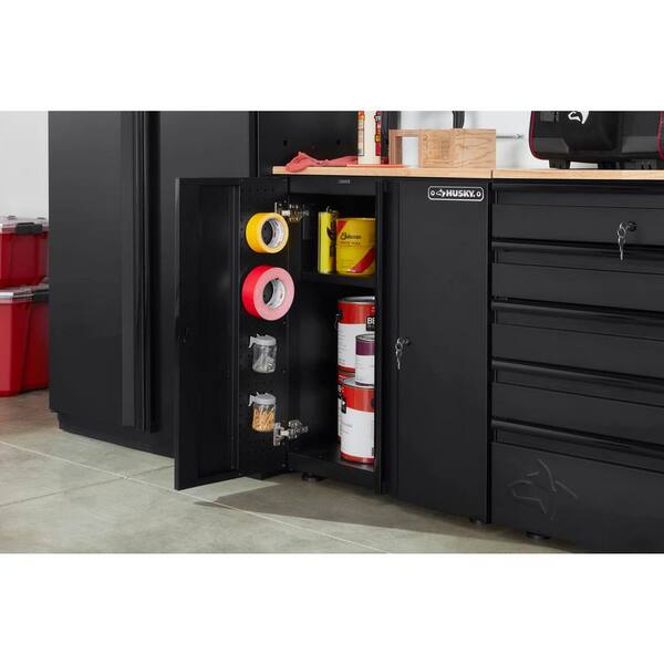 Husky - Heavy Duty Welded 20-Gauge Steel 2-Door Garage Base Cabinet in Black (28 in. W x 32 in. H x 21.5 in. D)