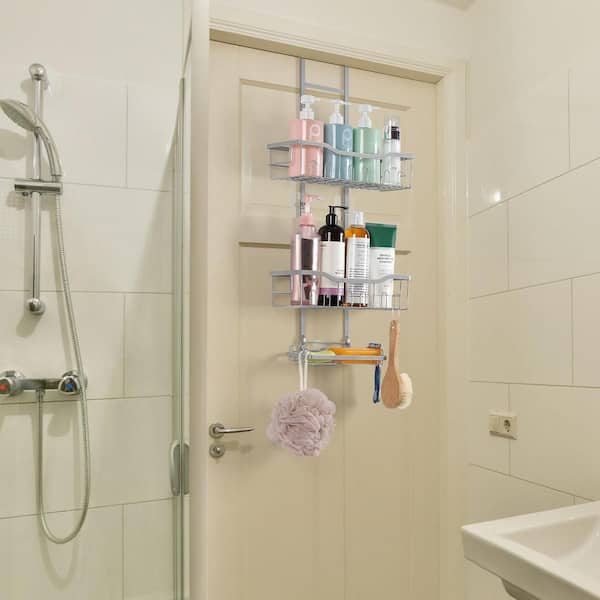 3 Tier Hanging Shower Caddy Shower Metal Bathroom Organizer Shelf w/ Soap  Holder