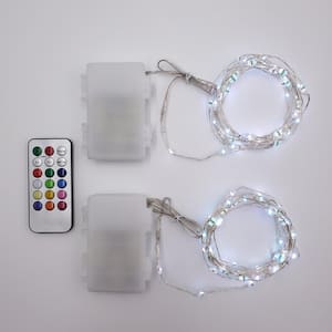 50-Light Battery Operated Mini String Wire LED Lights in Multi-Color with Multi-Function Remote Control (2-Pack)