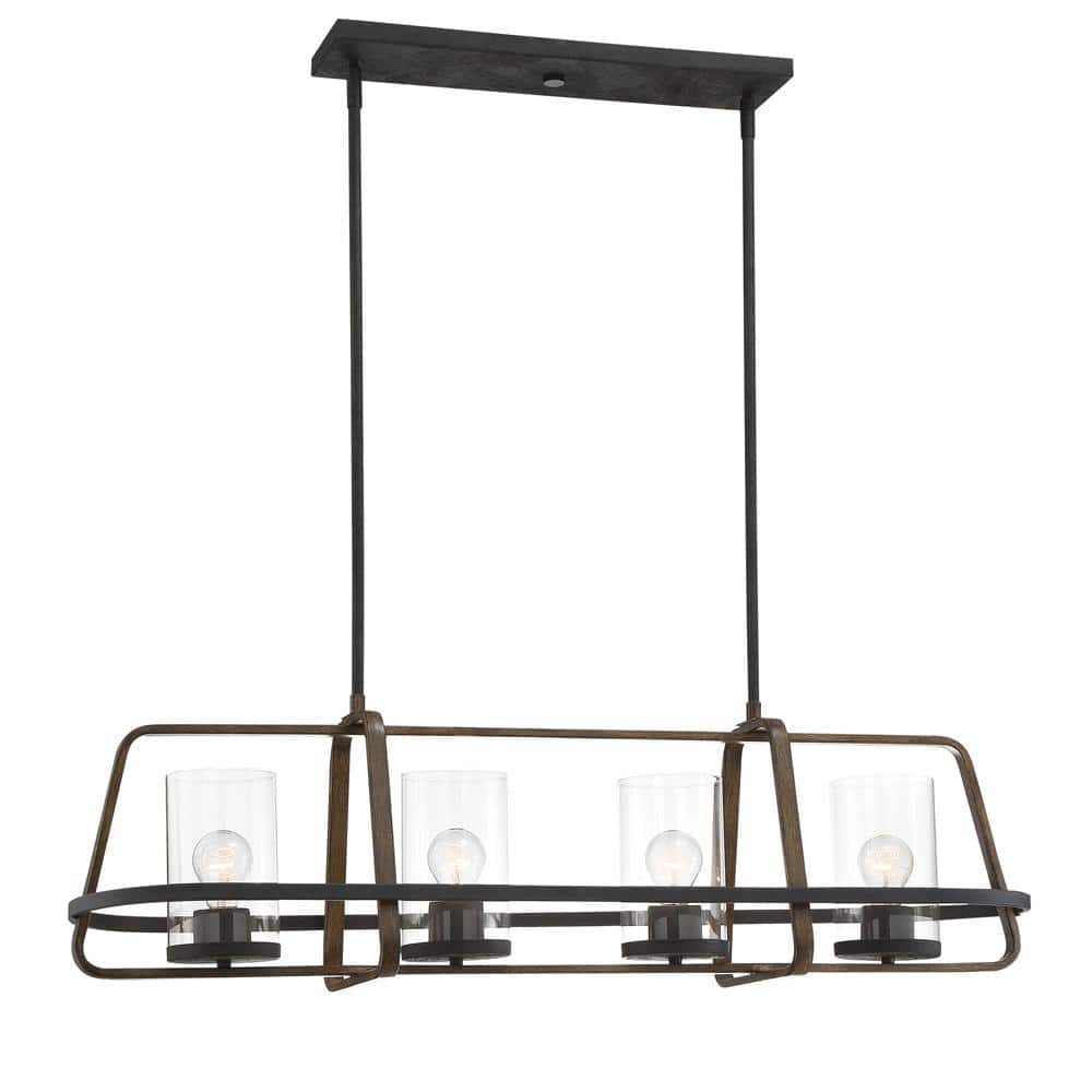 Black Forged Metal 4-Light Island Chandelier