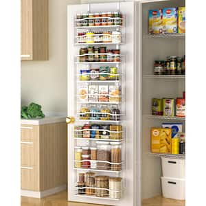 9-Tier 12.2 in. W White Over The Door Pantry Organizer, Metal Pantry Organization and Storage, Hanging Spice Rack