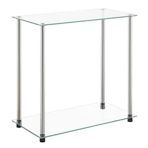 Designs2Go 23.75 in W Chrome Rectangle Classic Glass Top 2-Tier Chairside End Table