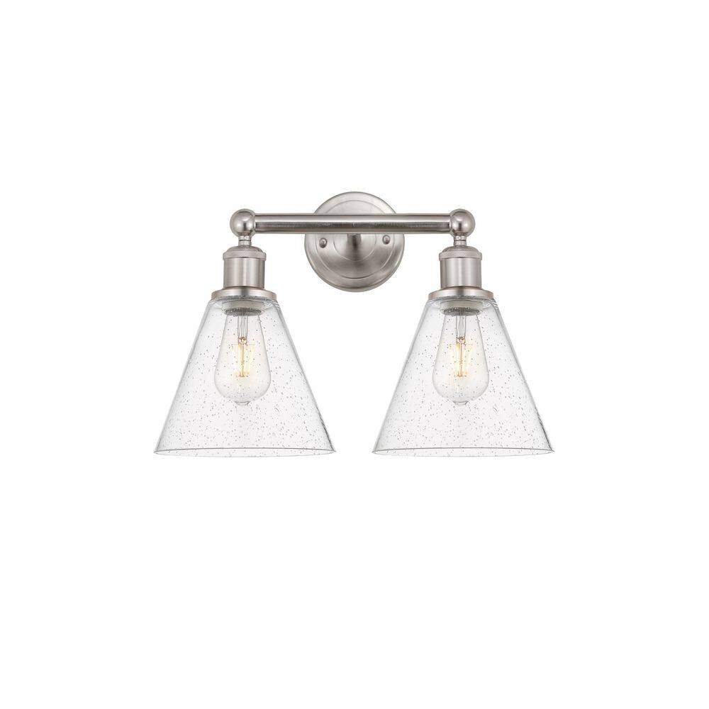 Berkshire 17 in. 2-Light Satin Nickel Vanity Light with Glass Shade price history on PriceWatchPro