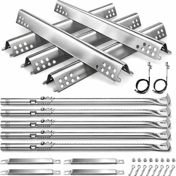Stainless Steel Grill Heat Plate, Burner Tube and Igniter Replacement Kit for Listed Outdoor Gas Grill Models, 5-Pack