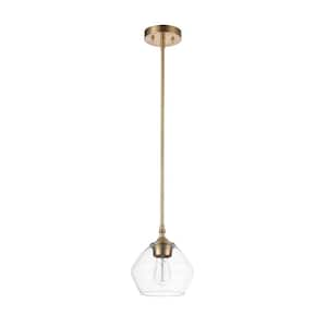 Harrow 1-Light Matte Brass Shaded Pendant with Clear Glass Shade