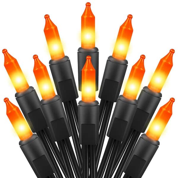 Orange Halloween Mini Lights (2-Pack), 13 ft. 50-Count Totally 100-Count Incandescent Bulb Mini String Lights