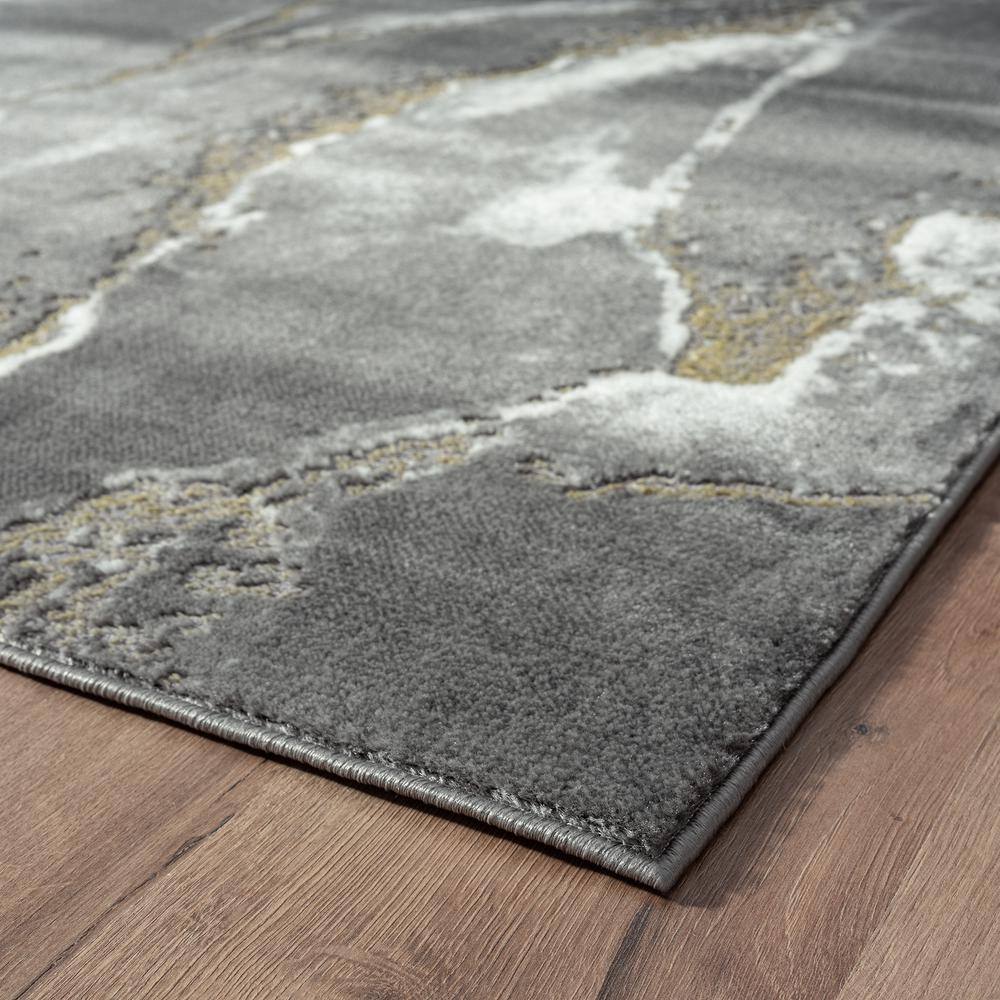 Gray and Gold Marble Print 4' x 6' Rectangular Area Rug
