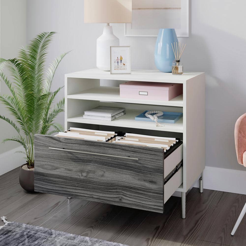 Pearl Oak and Misted Elm Legal Size Lateral File Cabinet