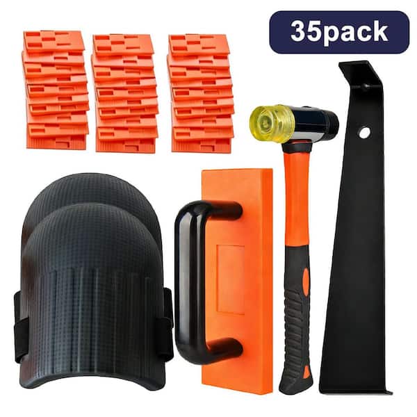Wood Floor Installation Kit for Mallet, Heavy-Duty Pull Bar, Tapping Block, 2 Knee Pads, and 30 Spacers Accessory
