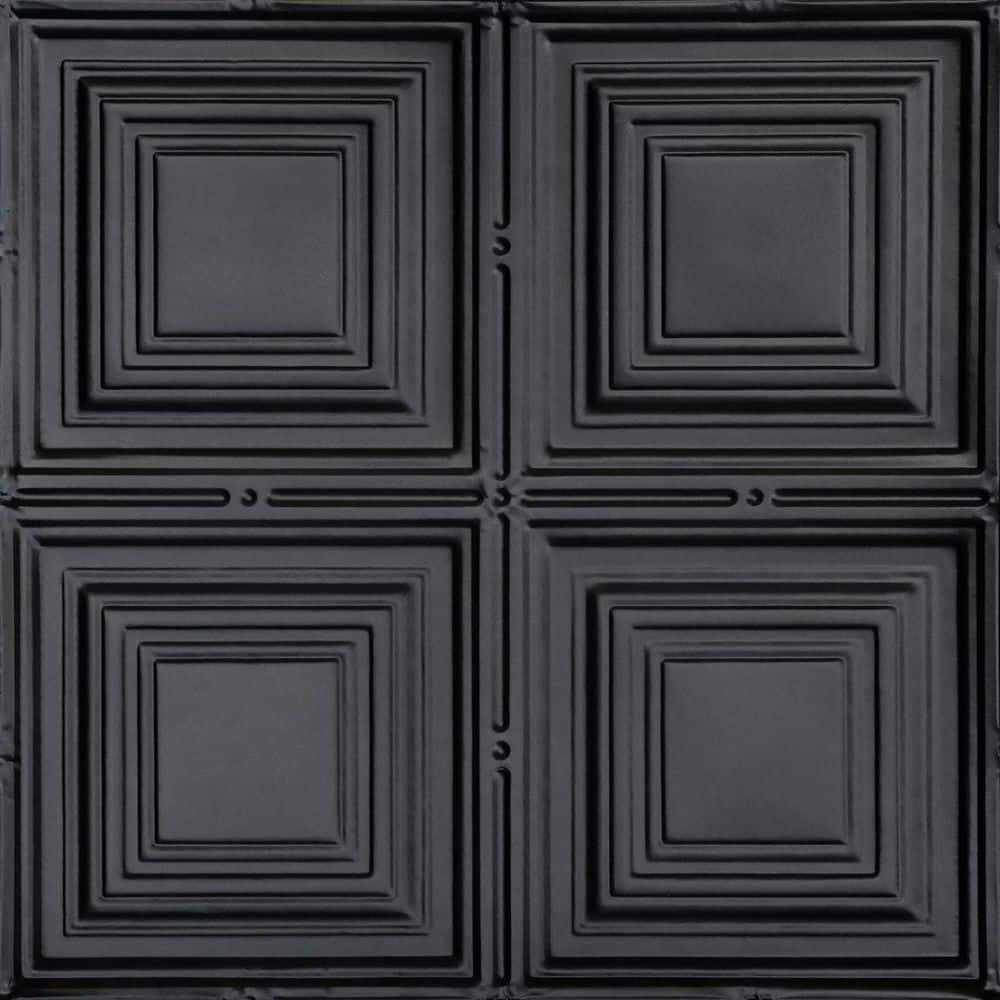 Cubism Satin Black 2 ft. x 2 ft. Decorative Nail Up Tin Ceiling Tile (24 sq. ft./case) price history on PriceWatchPro