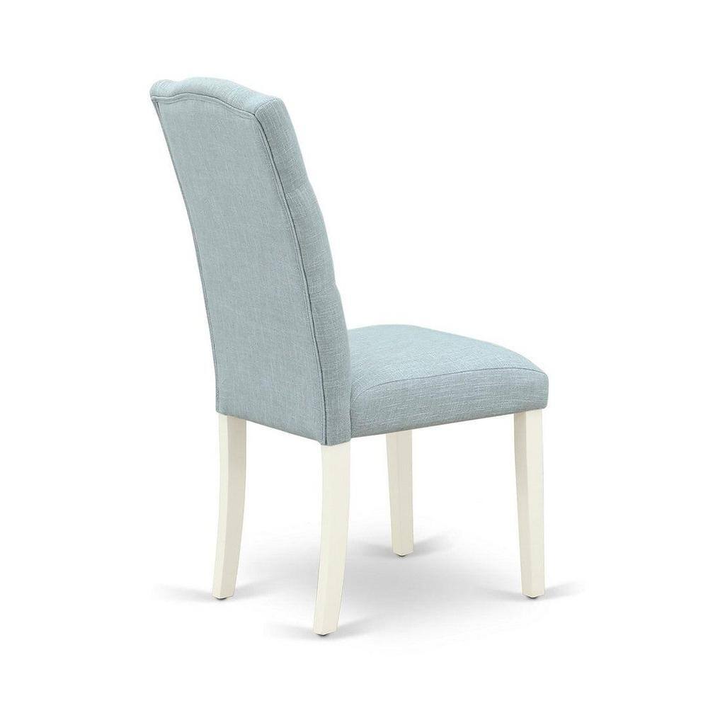 Linen White Extendable Dining Set with 4 Upholstered Parsons Chairs