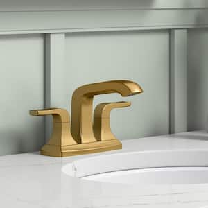 Rubicon 4 in. Centerset Double Handle Bathroom Faucet in Vibrant Brushed Moderne Brass