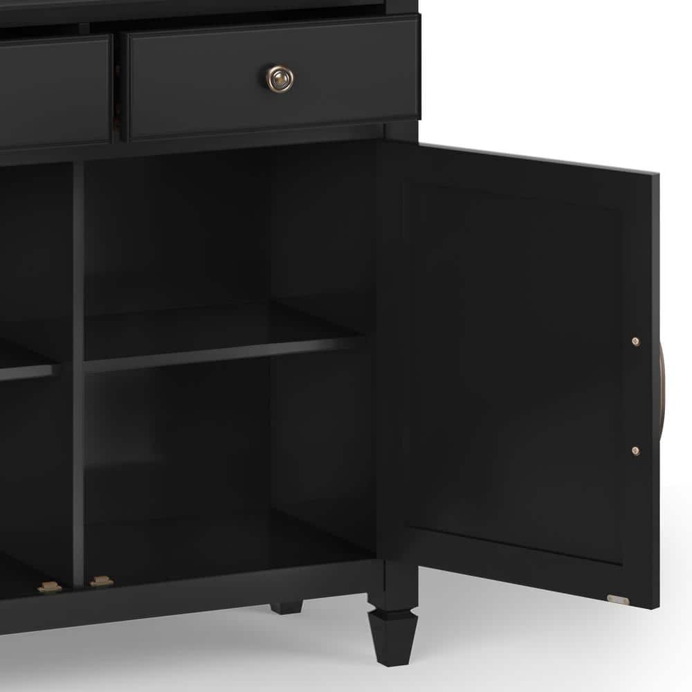 Connaught Black Solid Wood Office Storage Cabinet with Adjustable Shelving