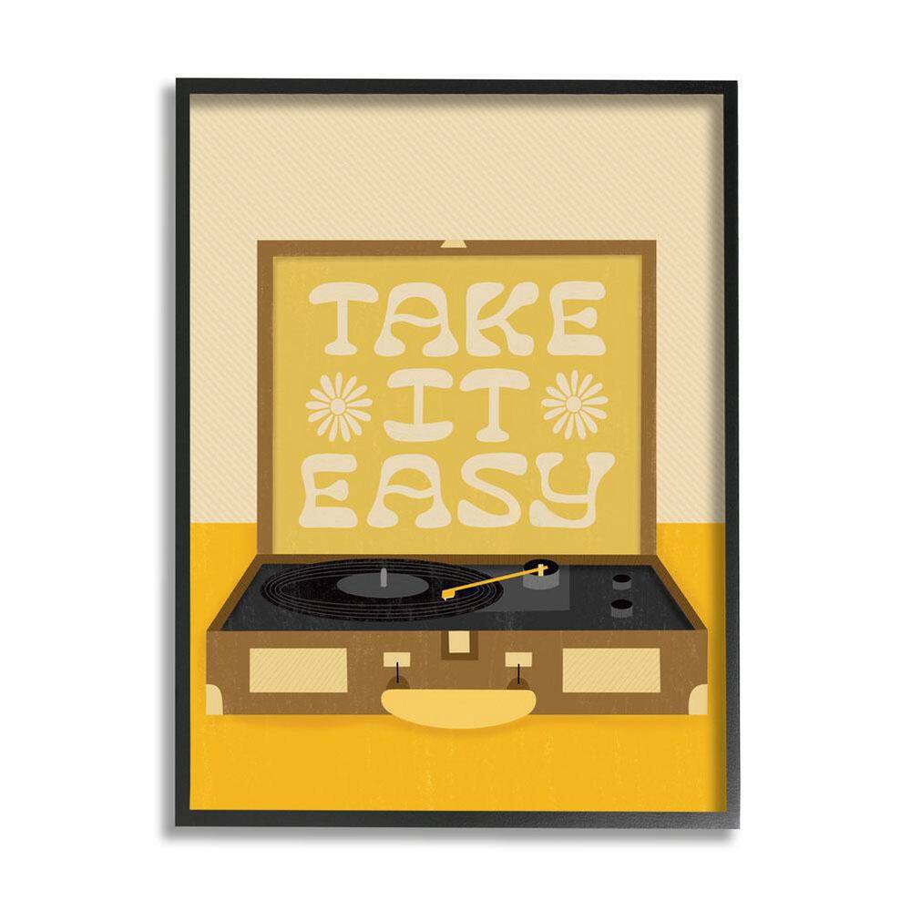 Take it Easy Motivational Vintage Boho Record Player by Jaylnn Heerdt Framed Typography Art Print 30 in. x 24 in. price history on PriceWatchPro