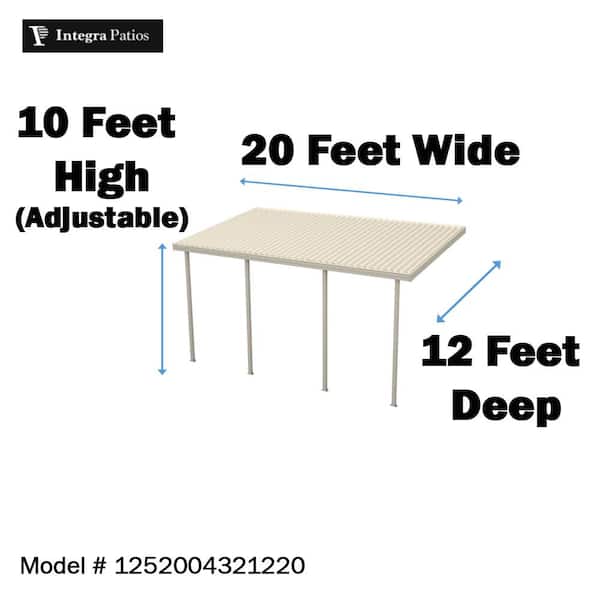 20 ft. x 12 ft. Ivory Aluminum Frame Patio Cover, 4 Posts 20 lbs. Snow Load