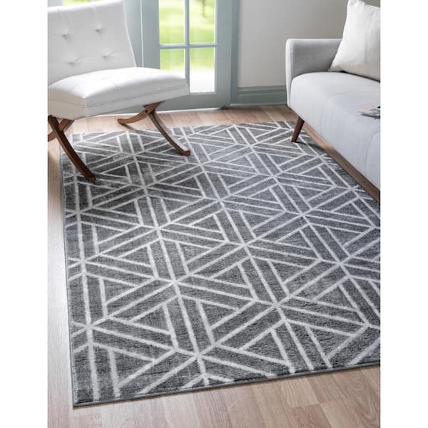 Matrix Trellis Motif Gray 8 ft. x 10 ft. Area Rug