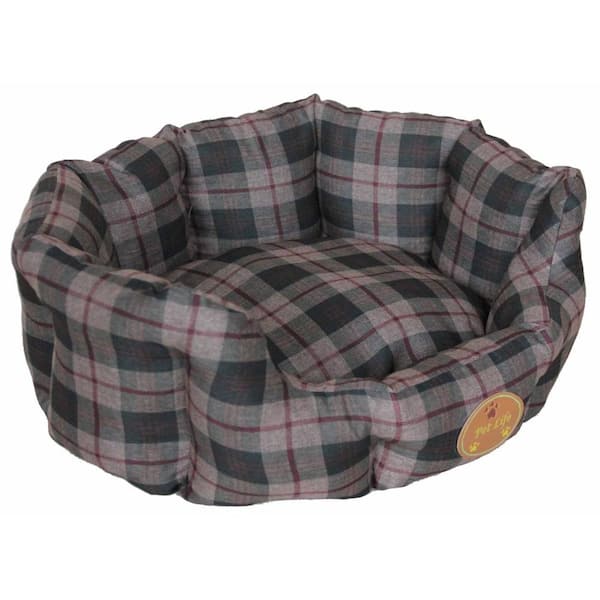 PET LIFE Small Olive Green Plaid Bed