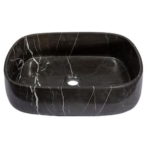 Rounded Rectangular Vessel Sink in Nero Marquino Marble