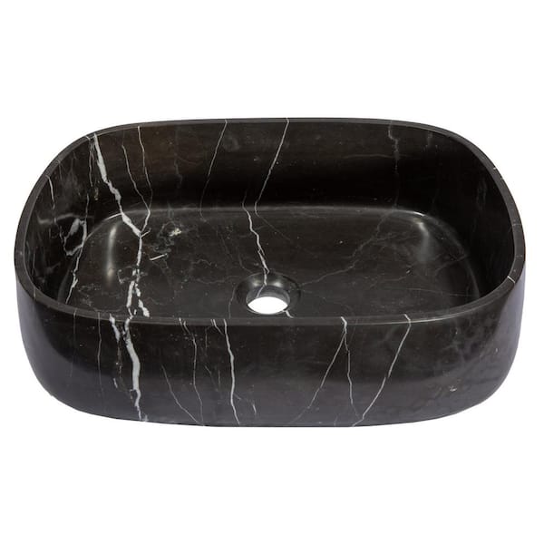 Eden Bath Rounded Rectangular Vessel Sink in Nero Marquino Marble