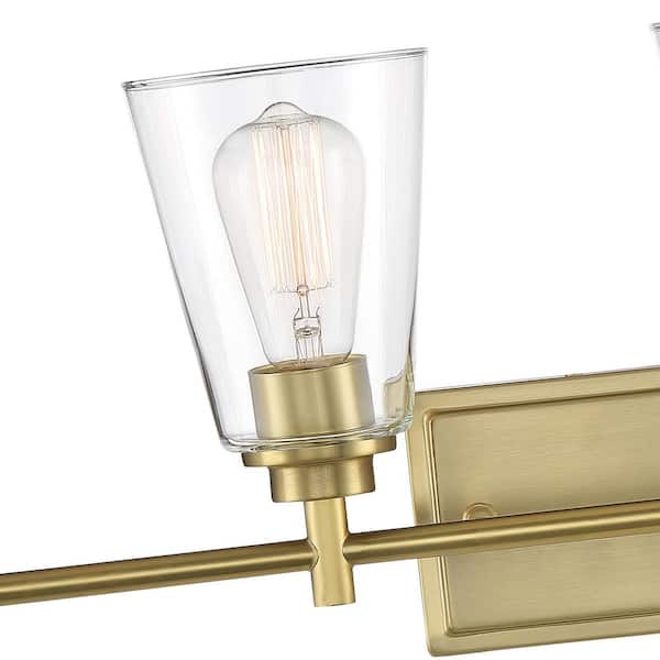 Designers Fountain - Westin 31 in. 4-Light Brushed Gold Industrial Vanity Light with Clear Glass Shades