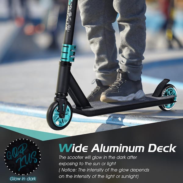 niece bryder ud Ved Costway 34 in. H End Pro Stunt Scooter with Luminous Aluminum Deck 10 mm  Wheel Freestyle Tricks SP37733GN - The Home Depot