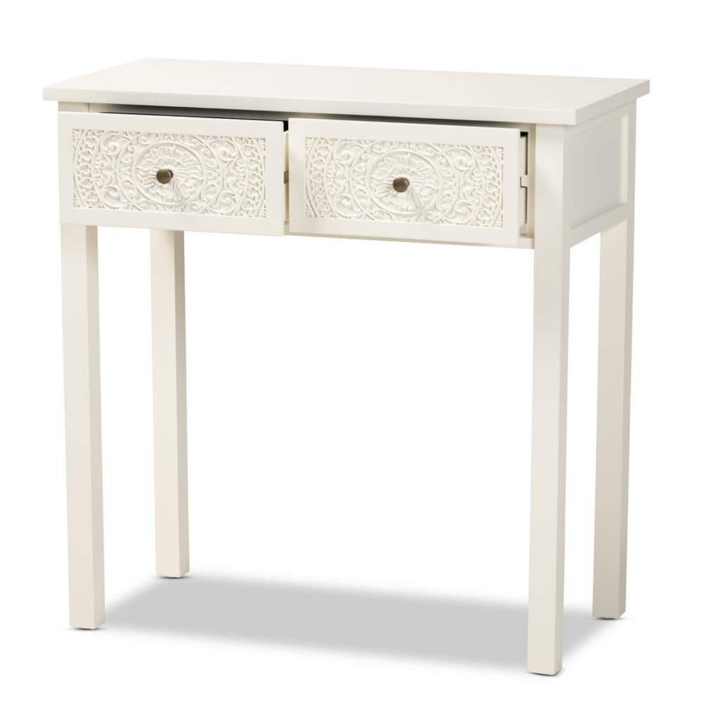 Lambert Classic White Firwood 2-Drawer Console Table