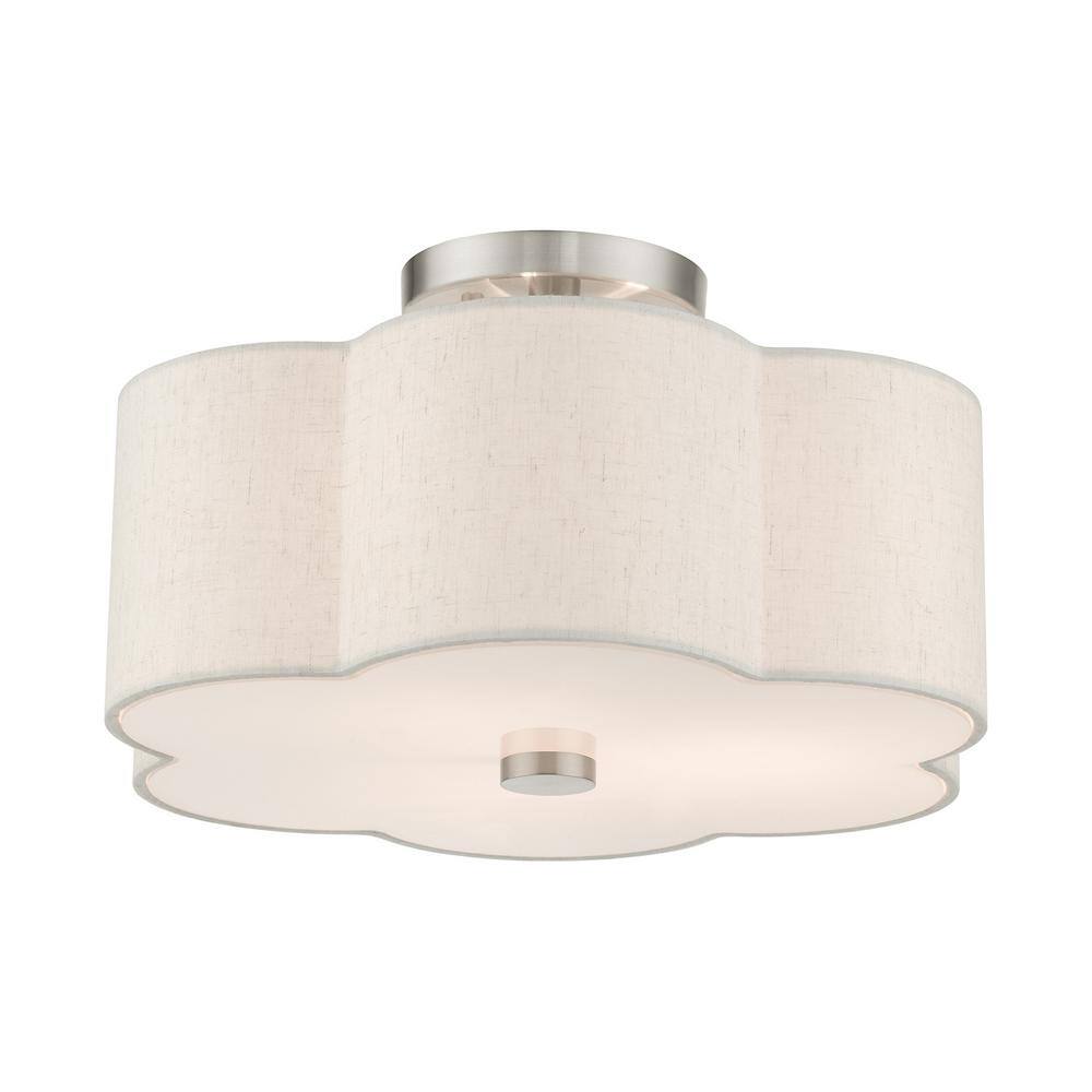 Solstice Brushed Nickel 3-Light LED Indoor/Outdoor Drum Flush Mount