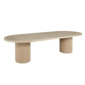 Harmonique Light Oak Wood 123 in. L Double Pedestal Extendable Dining Table (Seats 10)