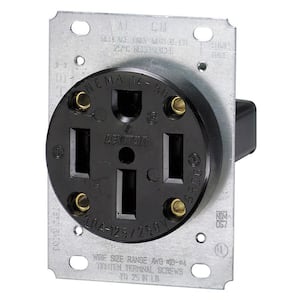 50 Amp Flush Mount Shallow Single Outlet, Black 279-S00