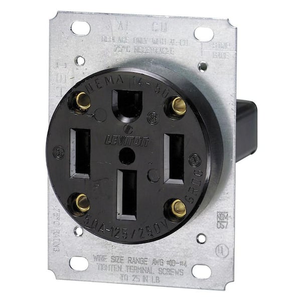 50 Amp Flush Mount Shallow Single Outlet, Black 279-S00