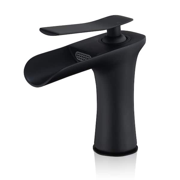 Altair Mayen Single-Handle Single-Hole Waterfall Bathroom Faucet in Matte Black