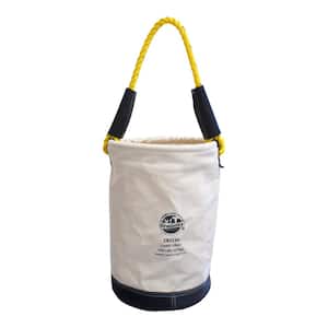 12 in. 1 Pocket Utility Canvas Tool Bucket with Leather Bottom
