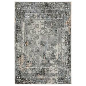 Galleria Gray 4 ft. x 6 ft. Oriental Distressed Polyester Indoor Area Rug