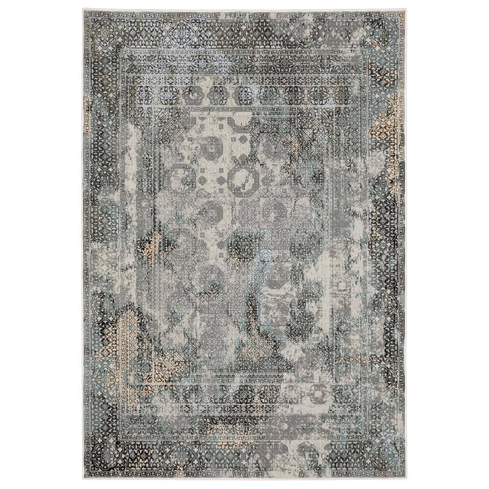 Galleria Gray 5 ft. x 8 ft. Oriental Distressed Polyester Indoor Area Rug price history on PriceWatchPro