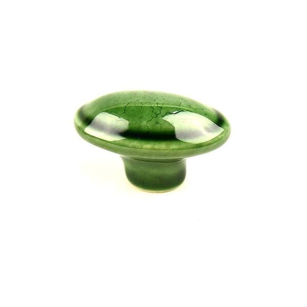 Century 1-3/4 in. Glazed Green Oval Cabinet Knob-DISCONTINUED