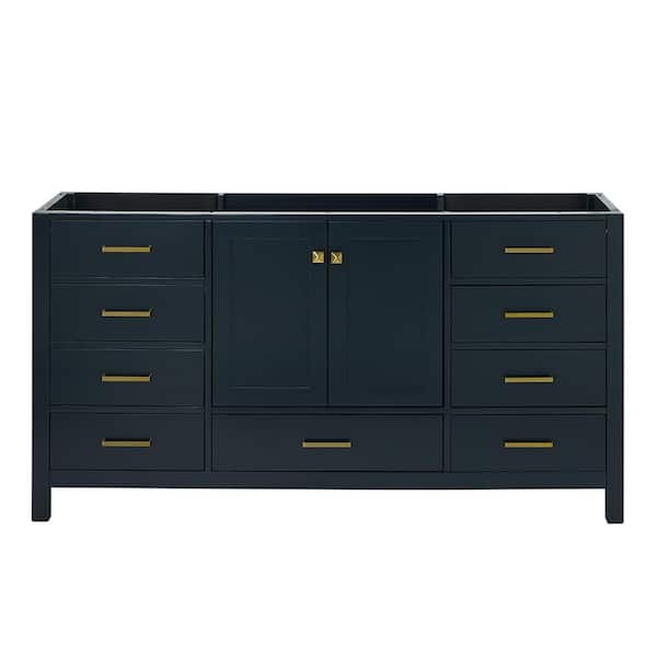 ARIEL Cambridge 66 in. W x 21.5 in. D x 34.5 in. H Freestanding Bath Vanity Cabinet without Top in Midnight blue