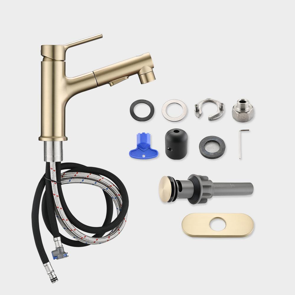 Brushed Gold Stainless Steel Single Handle Bathroom Faucet